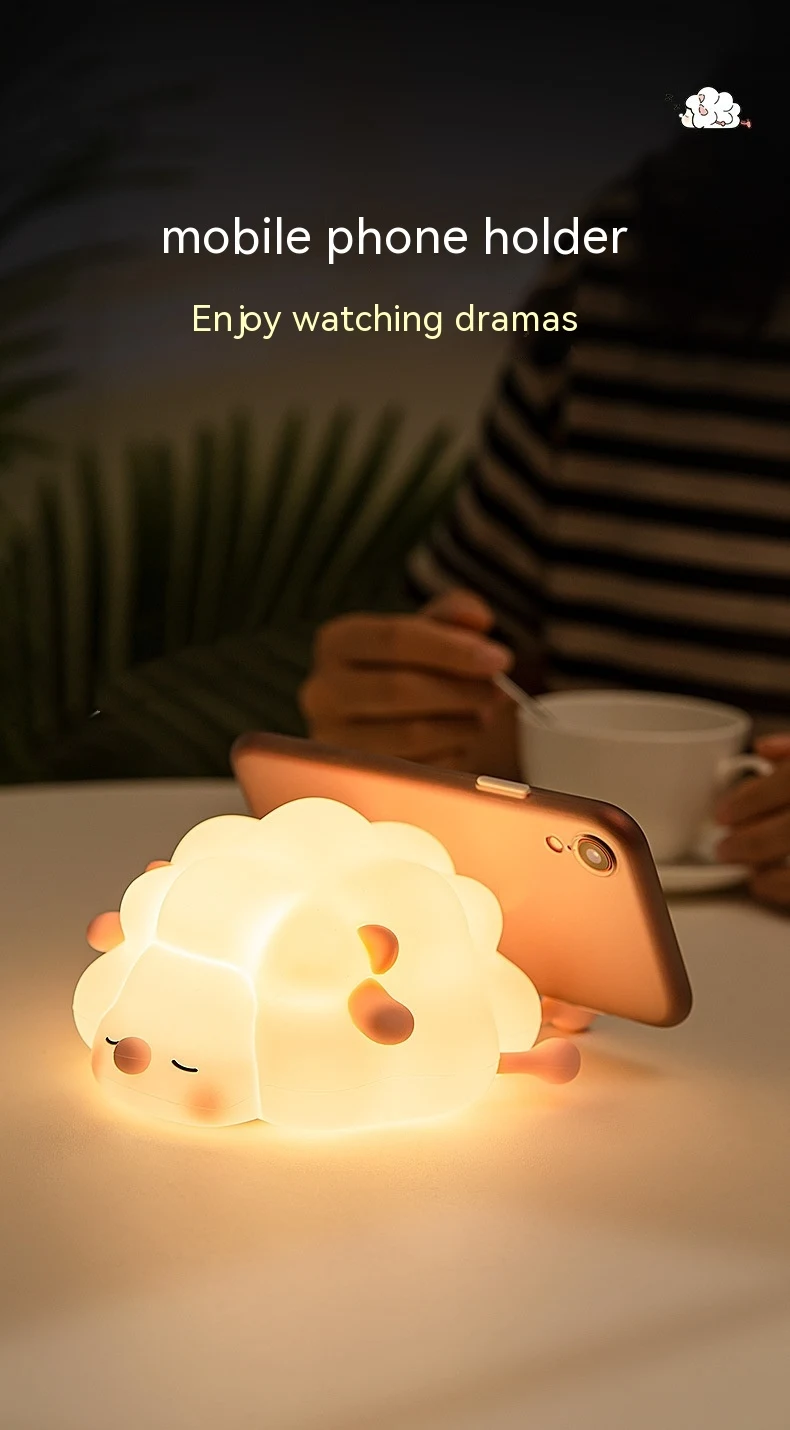 Title 6, Cute Silicone Night Light Sheep Cartoon Bedroom...