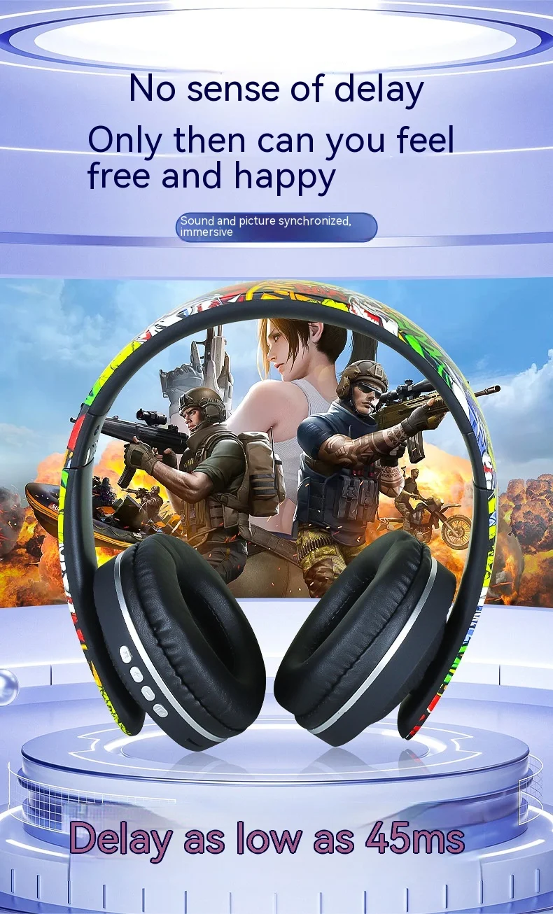 Kuchao Graffiti Bass Wireless Bluetooth Headset Experience powerful bass and wireless freedom for music and calls. Enjoy — photo 6