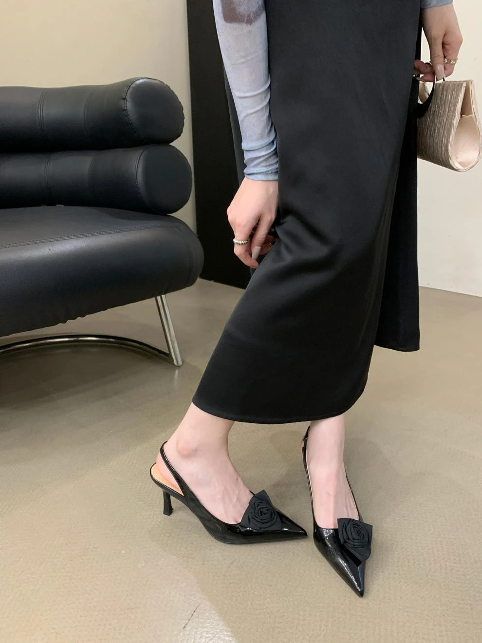 Floral High Heel Pointed Toe Slingback Stiletto Shoes for Women. Stylish outerwear footwear, perfect for adding elegance — photo 18