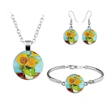 Set gioielli vintage Van Gogh Klimt pittura a olio collana orecchini bracciale cabochon vetro Regalo d'arte stile unico — foto 5