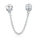 Corrente de segurança para pulseira de contas DIY em prata 925 com diamante, simples e elegante, protege suas joias com estilo. — foto 11