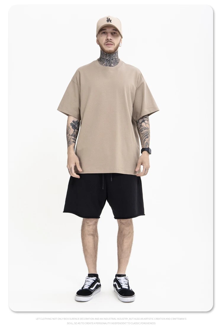 Title 18, Oversize Loose Cotton Solid Color T-shirt for M...