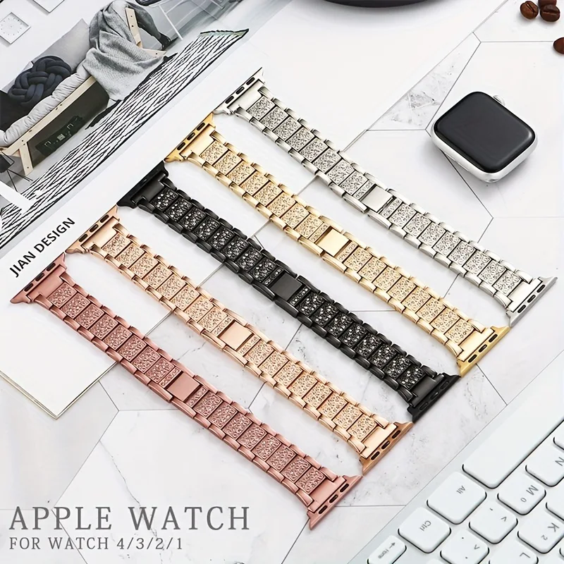Title 4, Metal Diamond-encrusted Watch Band for luxuriou...