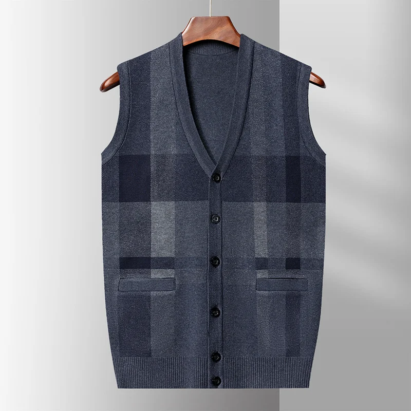 Title 4, Colete cardigan de malha masculino Outono e Inv...