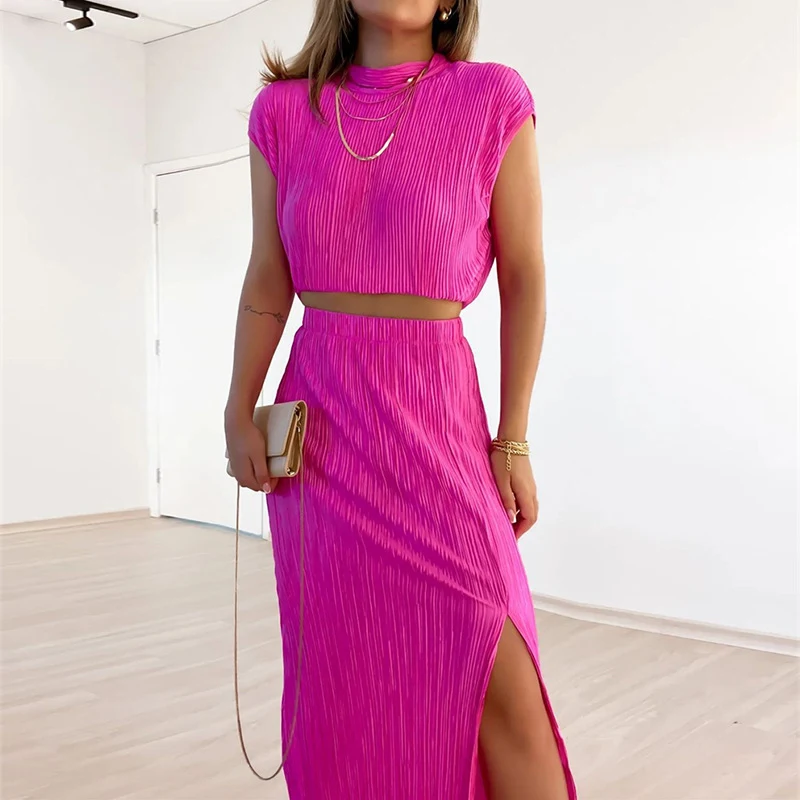 Title 5, Pleated Half Turtleneck Short Shirt High Waist ...