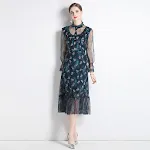 Green Shivering Court Slimming French Dress — photo 2