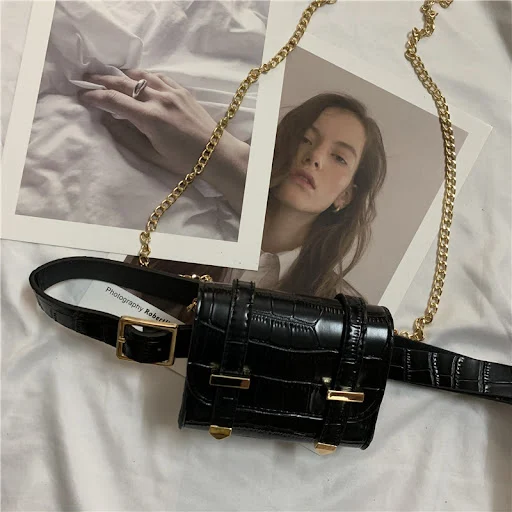 Title 5, Fashion Trend Belt With Chain Outside Pocket