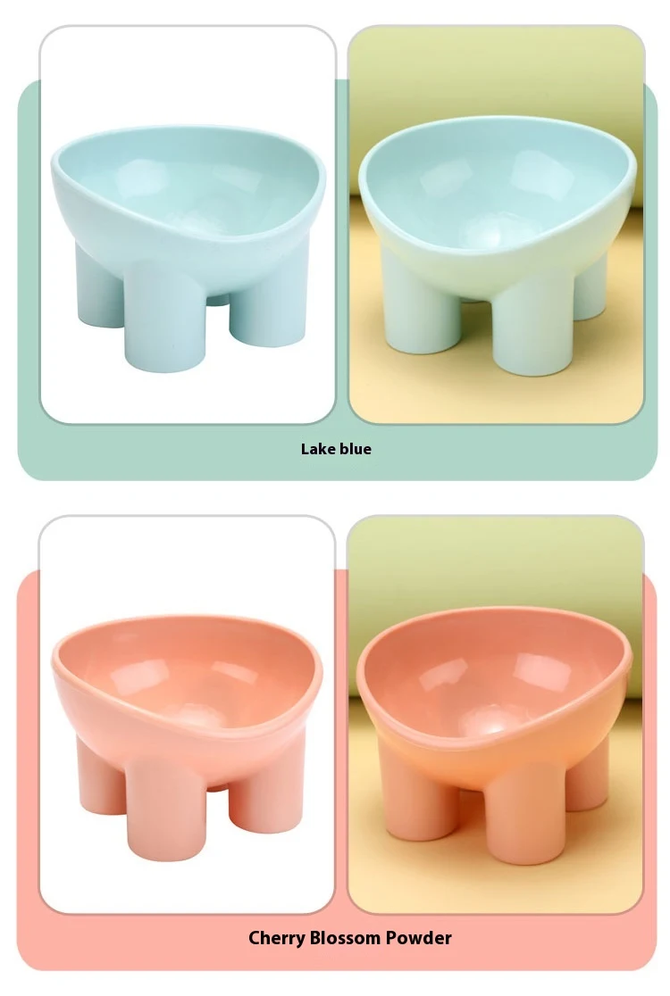 Cute Cat Pet Bowl Double Bowl Neck Protection High Leg Anti-tip Design for Food and Water Feeding — photo 15