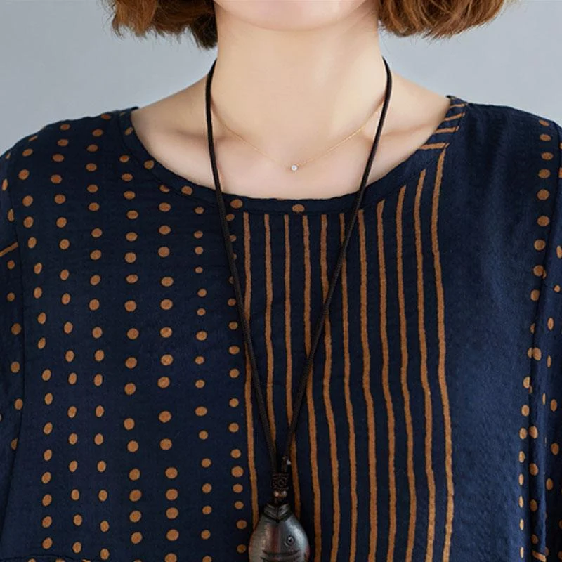 Autumn New Plus Size Women's Bat Sleeve Top Striped T-shirt — photo 1