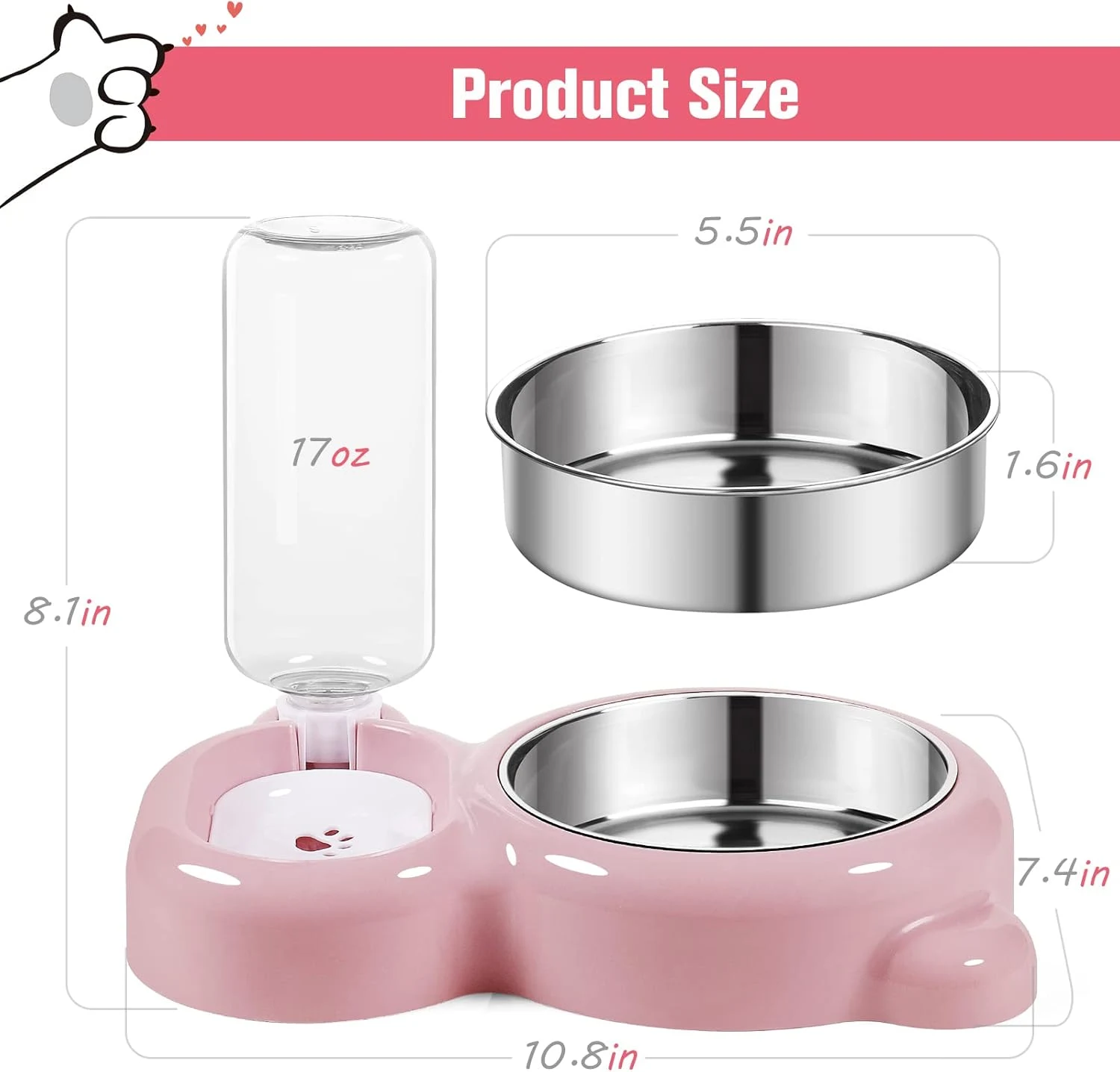 Dog Bowls Cat Food and Water Bowl Set with Water Dispenser and Stainless Steel Bowl. Perfect for cats and small dogs. — photo 2