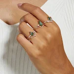 Anel de prata S925 com ágata musgo verde. Joia elegante e natural para mulheres. Perfeito para presentear ou usar diariamente, adicionando charme e estilo único. — foto 7