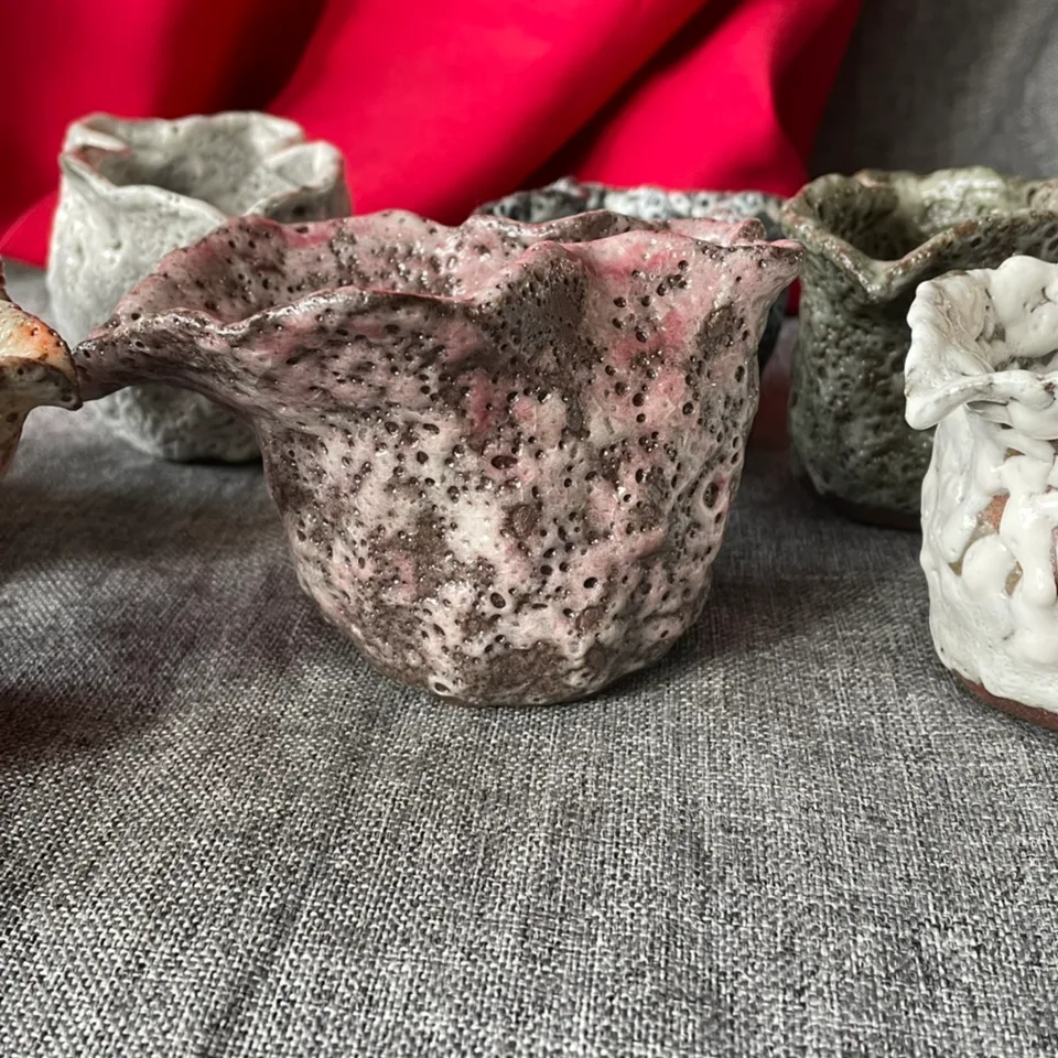 Title 9, Hand Kneaded Coarse Pottery Tea Set, High Tempe...