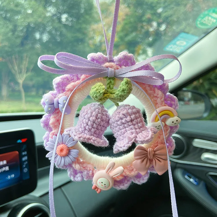 Gewebter Bell Orchid Autoanhänger. Verschönere deinen Rückspiegel mit diesem duftenden Blumenanhänger und verleihe deinem Auto Stil. — foto 8