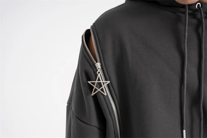 High Street Fleece Zipper Sweatshirt mit Stitching und Kordelzug. Warmer und stylischer Sweater für Alltag und Freizeit. Bietet Komfort und Wärme. — foto 12