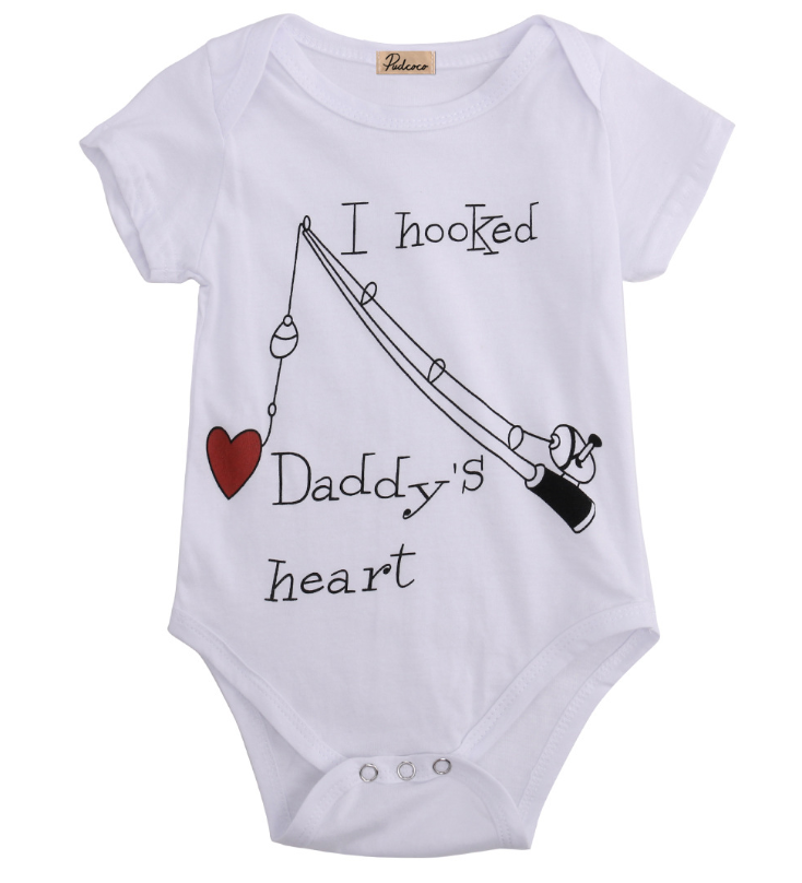 Body para bebê recém-nascido "I Hooked Daddy's Heart". Roupa unissex para bebês. Ideal para meninos e meninas. Perfeito para o crescimento. — foto 1