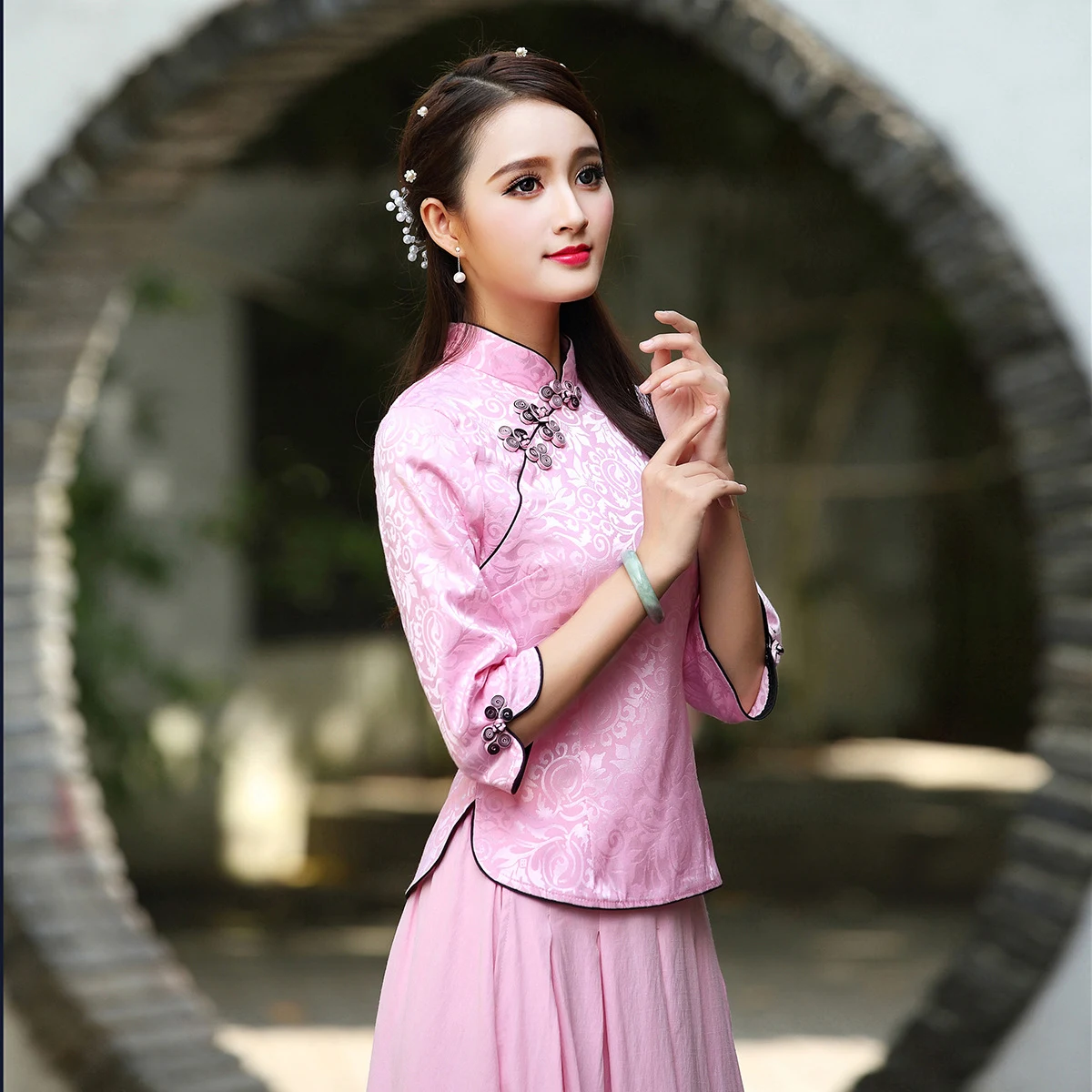 Title 2, Cheongsam für Mädchen Sommer Slim Fit Verbesser...