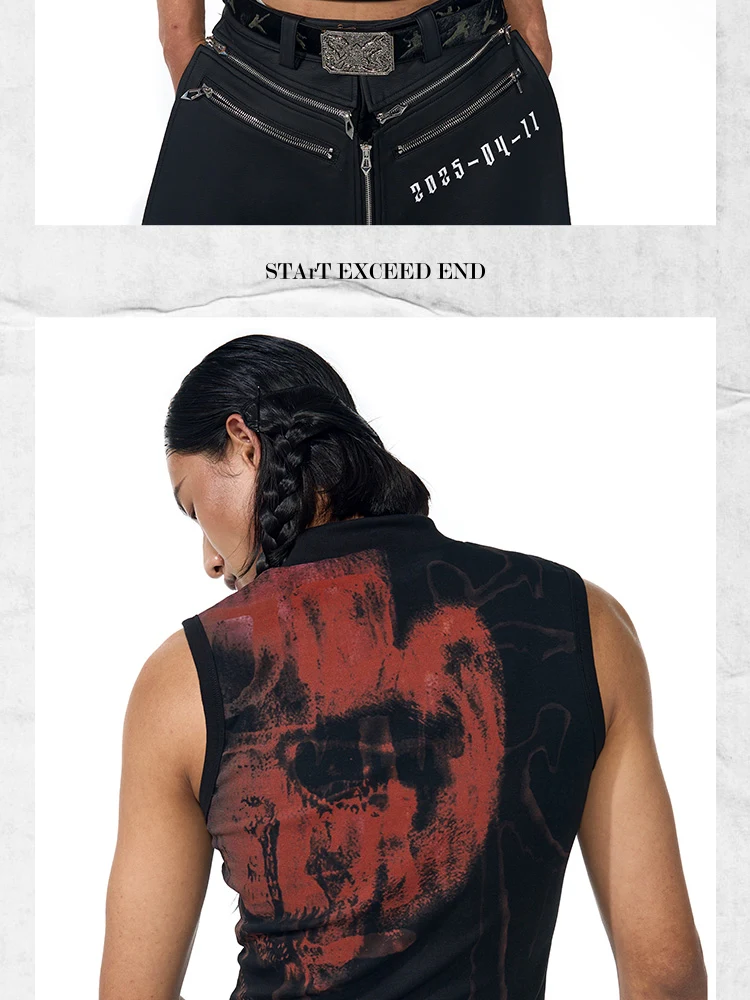 Title 2, Slim-fit sleeveless t-shirt with half turtlenec...