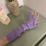 Luvas femininas multicoloridas de dopamina longa de malha — foto 14