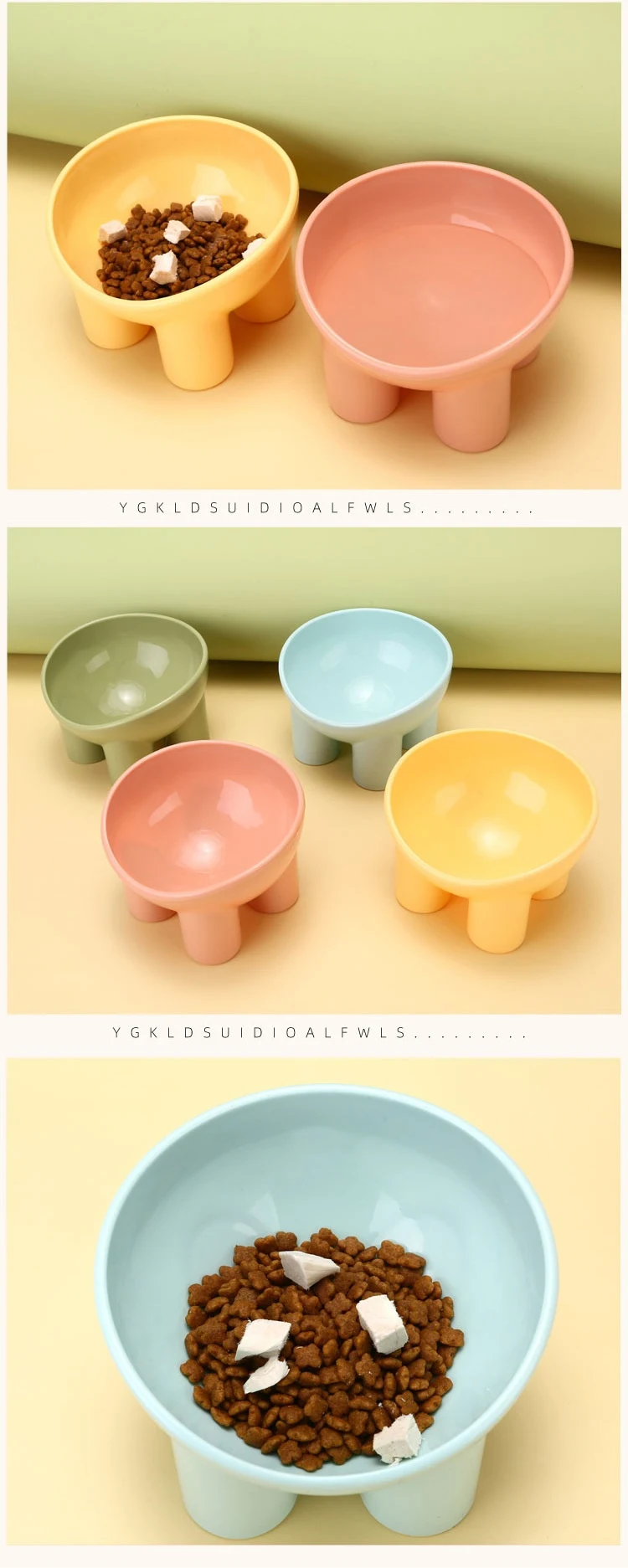 Cute Cat Pet Bowl Double Bowl Neck Protection High Leg Anti-tip Design for Food and Water Feeding — photo 6