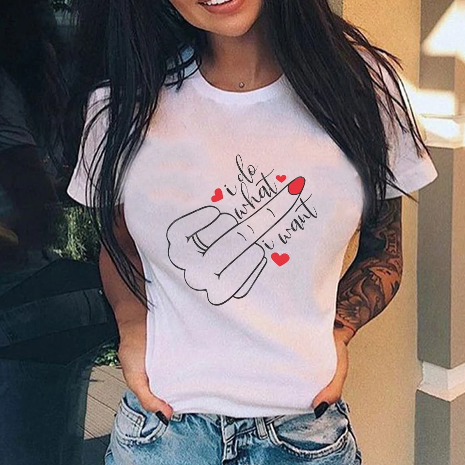 Camiseta feminina solta casual com estampa de dedo médio vertical personalizada — foto 8