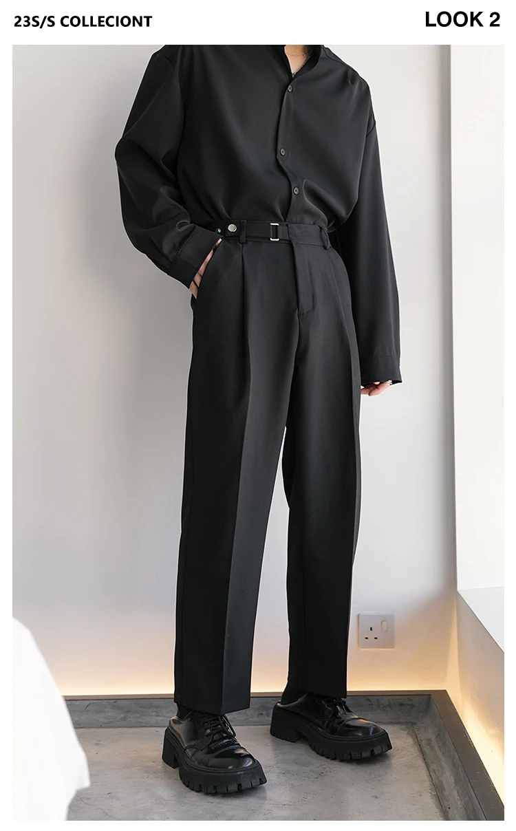 Title 10, Mens Draping Effect Straight Casual Suit Pants...