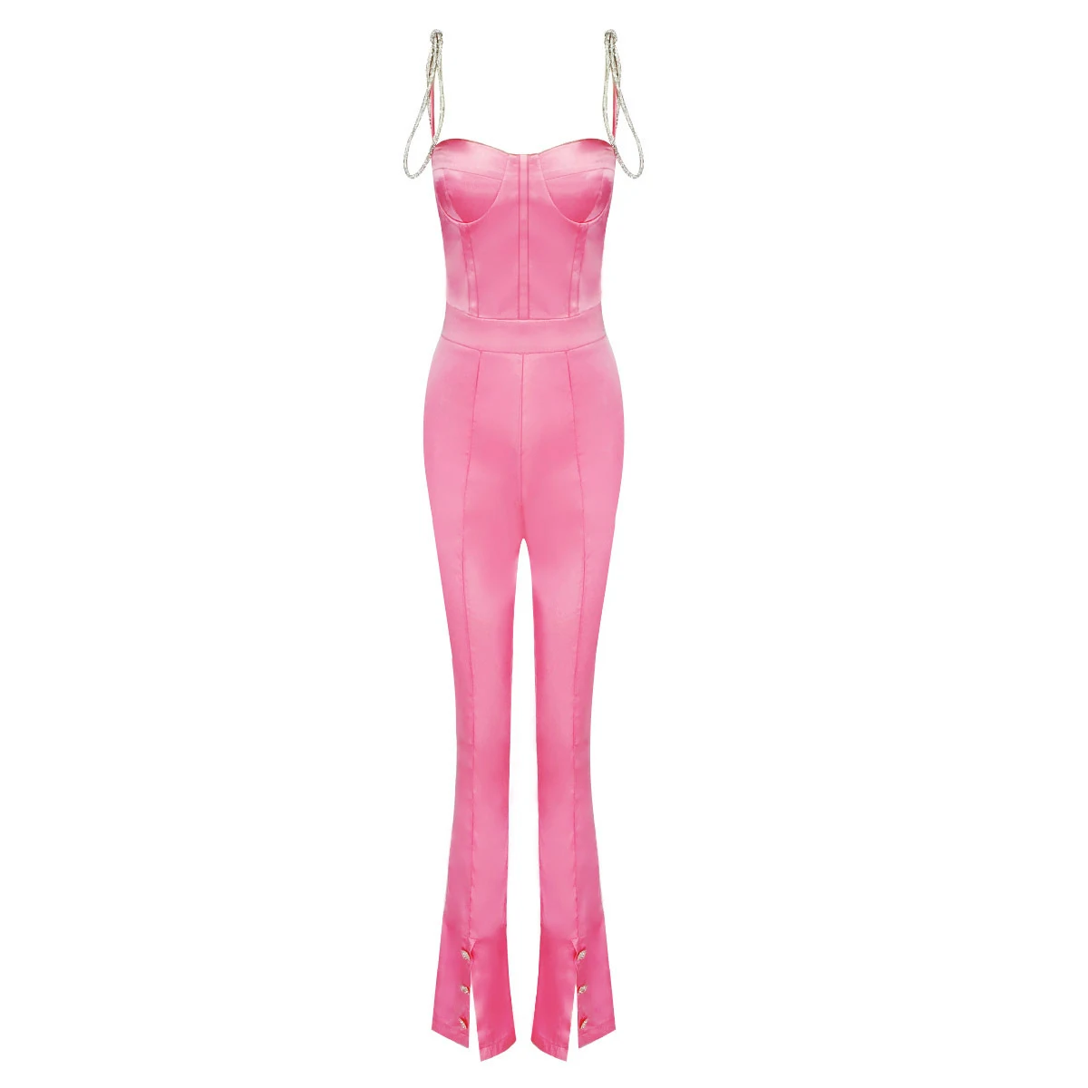 Diamant Sling T-Neck Effen Kleur Jumpsuit voor Dames. Comfortabele en stijlvolle jumpsuit, ideaal voor zowel casual als chique gelegenheden. — foto 2