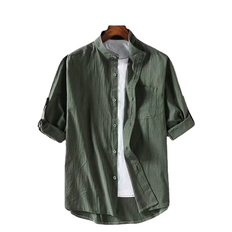 Men's Summer Linen Shirt Short Sleeve breathable lightweight perfect for hot weather stylish and comfortable ideal for v — photo 1
