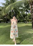 Vestido Floral com Alças para Férias na Praia Meninas Leve e estiloso, ideal para passeios à beira-mar e dias ensolarados. — foto 7