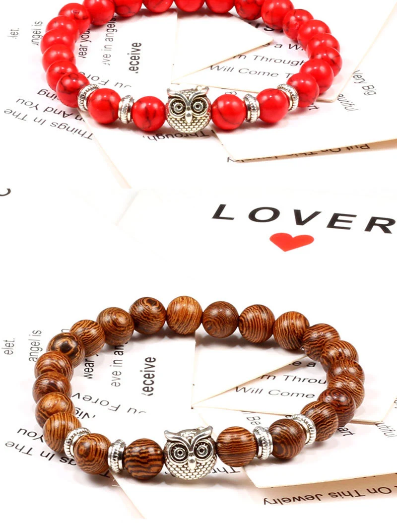 Pulseira de yoga com contas de coruja turquesa. Paz, equilíbrio e estilo para sua prática e bem-estar. Joia espiritual única. — foto 7
