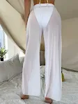 Saída de praia feminina Calça transparente de malha, leve e arejada, perfeita para usar sobre o biquíni na praia ou piscina. — foto 1