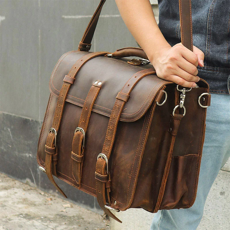 Title 7, Crazy Horse Leather Tote Bag – Durable and Spac...