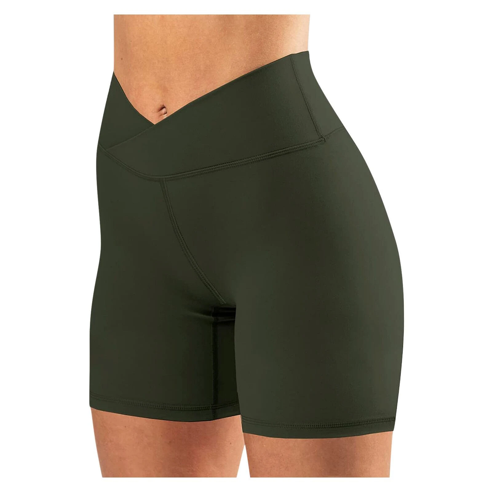 Leggings curtas de yoga fitness plus size com cintura cruzada, perfeitas para exercícios e conforto durante os treinos. — foto 1