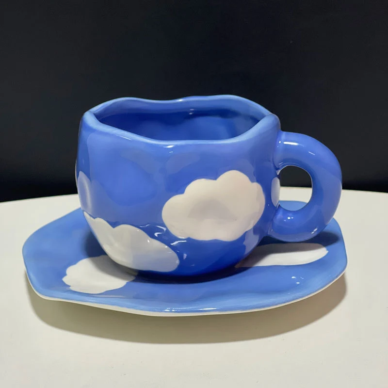 Title 5, Hand-painted White Clouds Coffee Set with hand-...