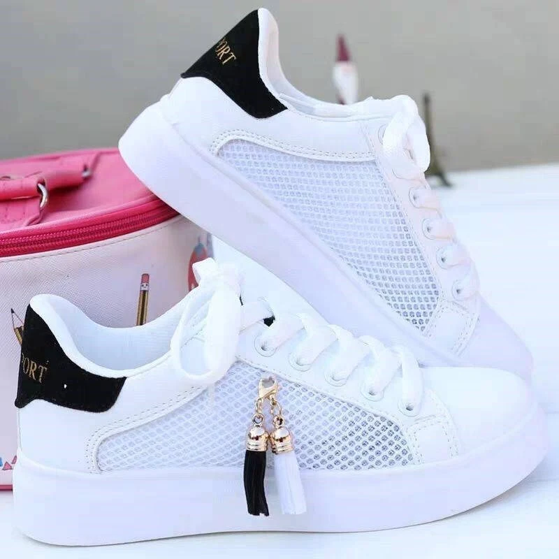 Title 2, Womens white mesh shoes for breathable comfort...