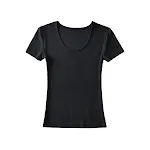 Dames T-shirt met ronde hals, effen kleur en korte mouwen — foto 9