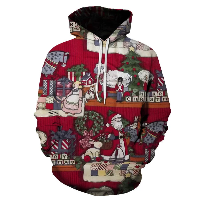 Moletom masculino com capuz e estampa de Natal, manga longa, ideal para um visual festivo e confortável nas festas. — foto 10
