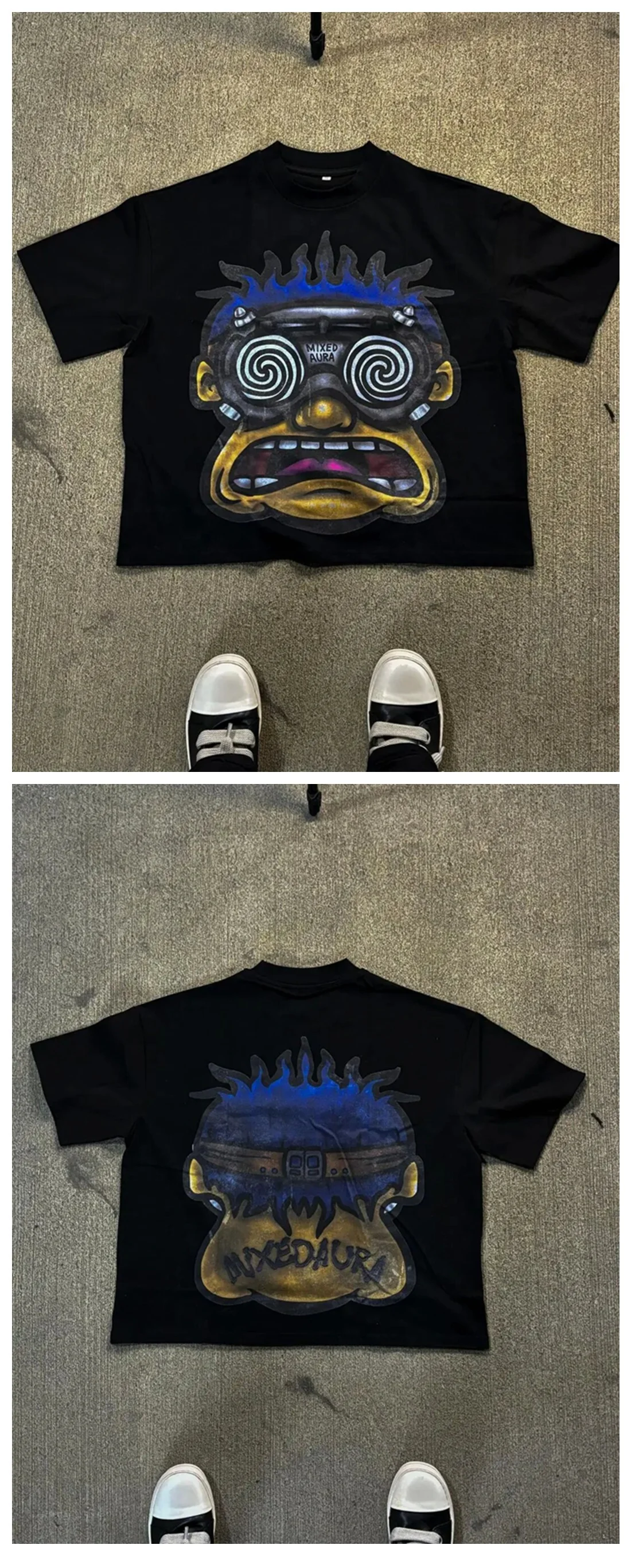 Camiseta Longa Hip Hop Harajuku Algodão Solta Street Punk Casual, perfeita para um visual moderno e despojado no estilo urbano. — foto 9