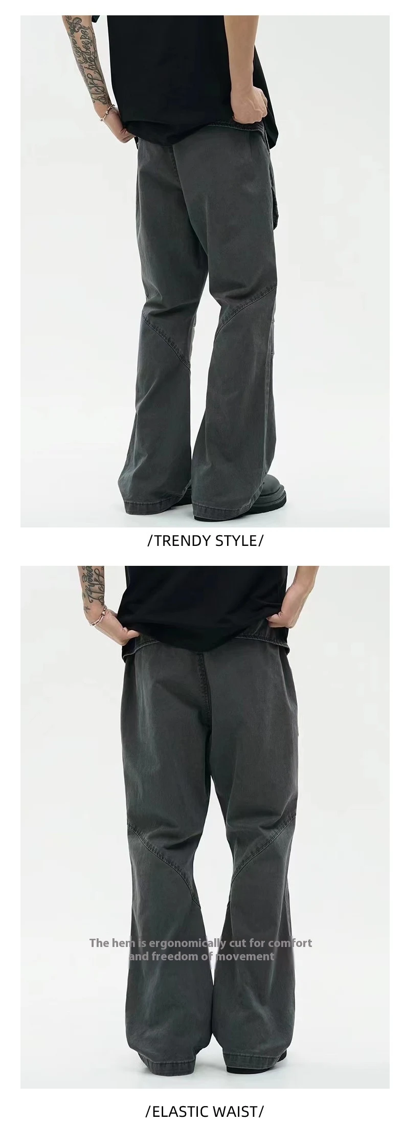 Title 4, Pantalon ample micro-évasé avec poches plissées...
