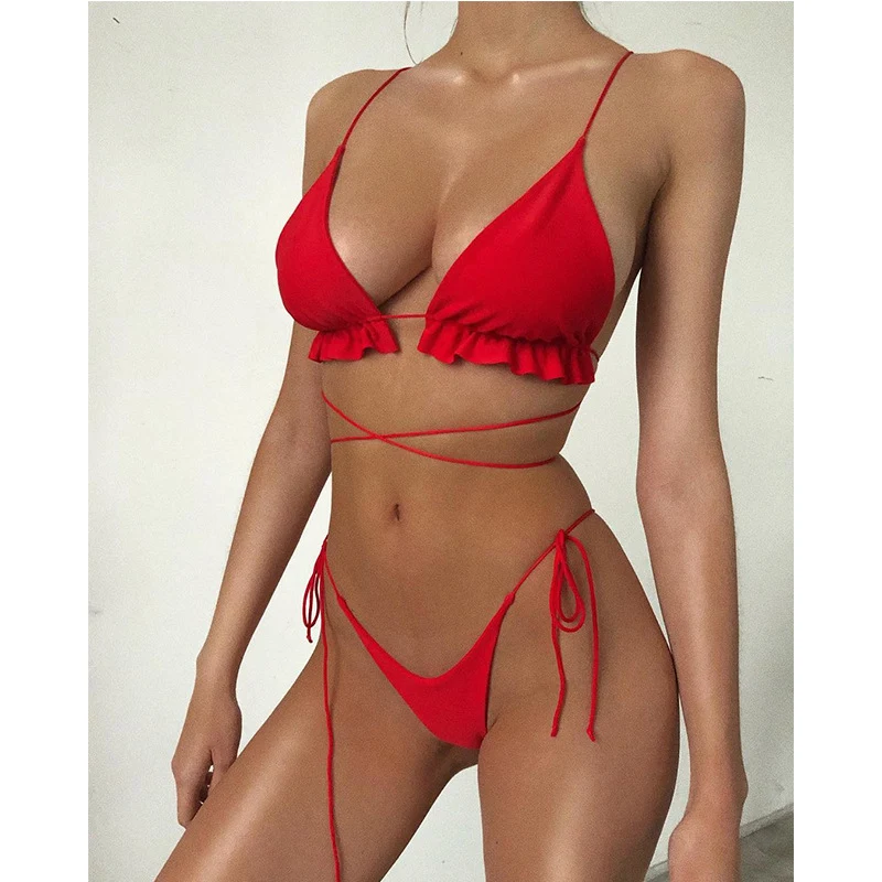 Long rope flashing bikini, European and American foreign trade swimwear. Enjoy the sun and surf in style and comfort, sh — photo 1