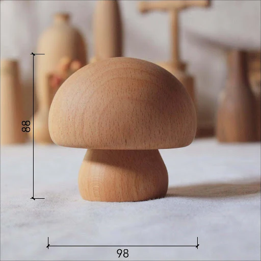 Title 3, Solid Wood Mushroom Shape Rechargeable Night Li...