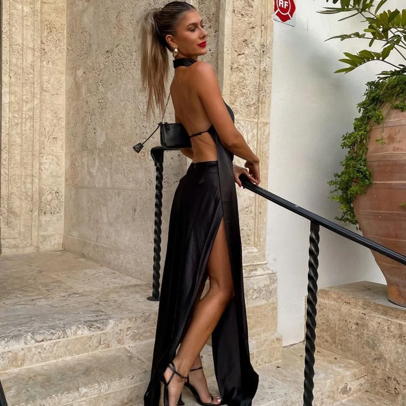 Modieuze, elegante en sexy backless splitjurk — foto 6