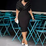 V-neck Foam Beads Slim-fit Mid-length Women's Dress — photo 9