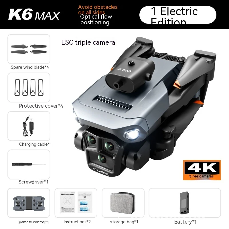 Drone K6 MAX com três câmeras HD para fotografia aérea e evasão de obstáculos. Capture fotos incríveis e voe com segurança e facilidade. — foto 8