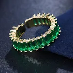 Anel de zircônia esmeralda aberta para moda feminina, ideal para festas, com design socialite e temperamento elegante. — foto 9