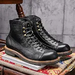 Men's Summer High Top Leather Vintage Martin Boots. Classic Style, Genuine Leather Comfort. Perfect for a Stylish and Co — photo 2