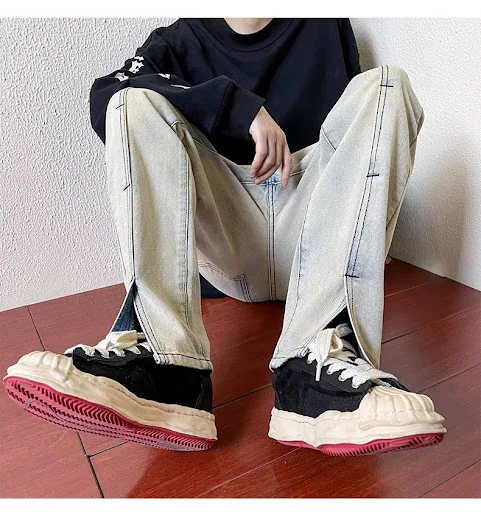Title 3, High-end wide leg mens slimming straight jeans...