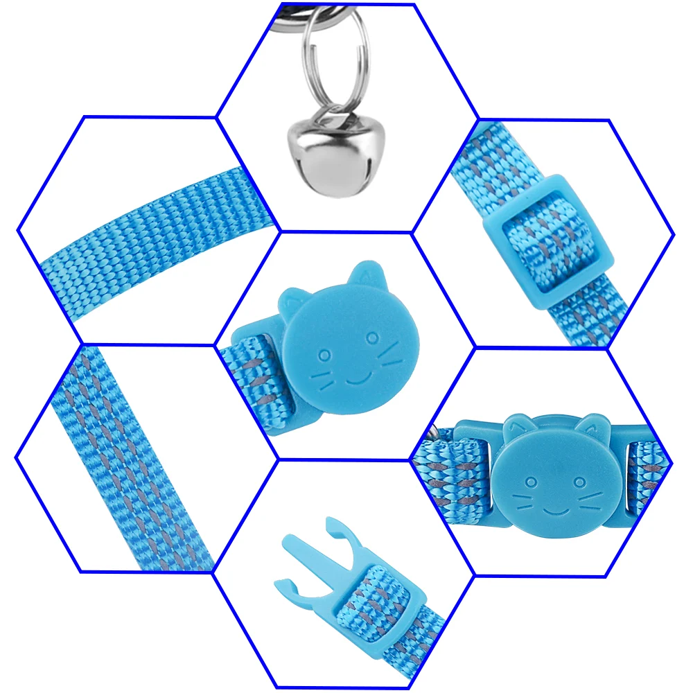 Title 3, Adjustable Reflective Nylon Cat Collar Bell Pet...