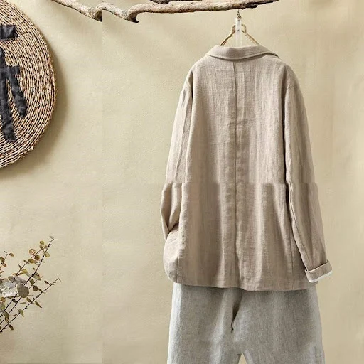 Title 4, Womens New Loose Casual Cotton And Linen Suit