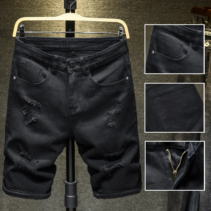 Short en jean déchiré et fin pour homme, respirant et léger. Idéal pour l'été, confortable et stylé, un incontournable de la garde-robe. — photo 9