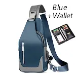 Blue with wallet